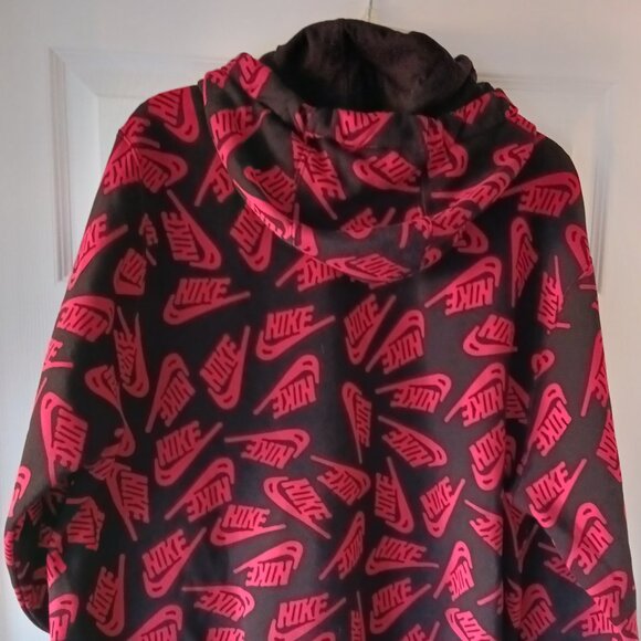 Nike Mens Hoodie Black Red Long Sleeve Draw String Graphic Size Large Grunge Y2K - Picture 2 of 8